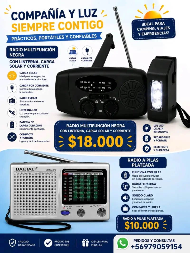 Radio multifunción negra portátil