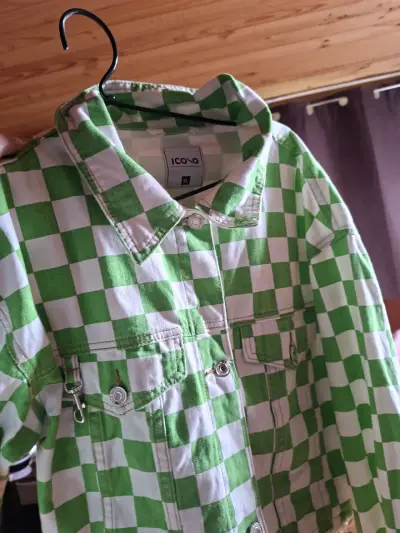 Chaqueta a cuadros verde y blanco - miniatura 1