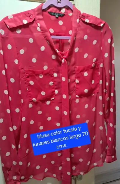 Blusa fucsia con lunares blancos - miniatura 1