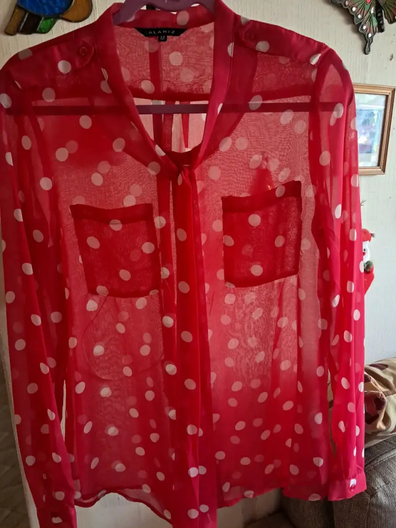 Blusa fucsia con lunares blancos - 2