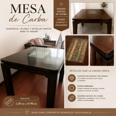 Mesa de Caoba Elegante - miniatura 1