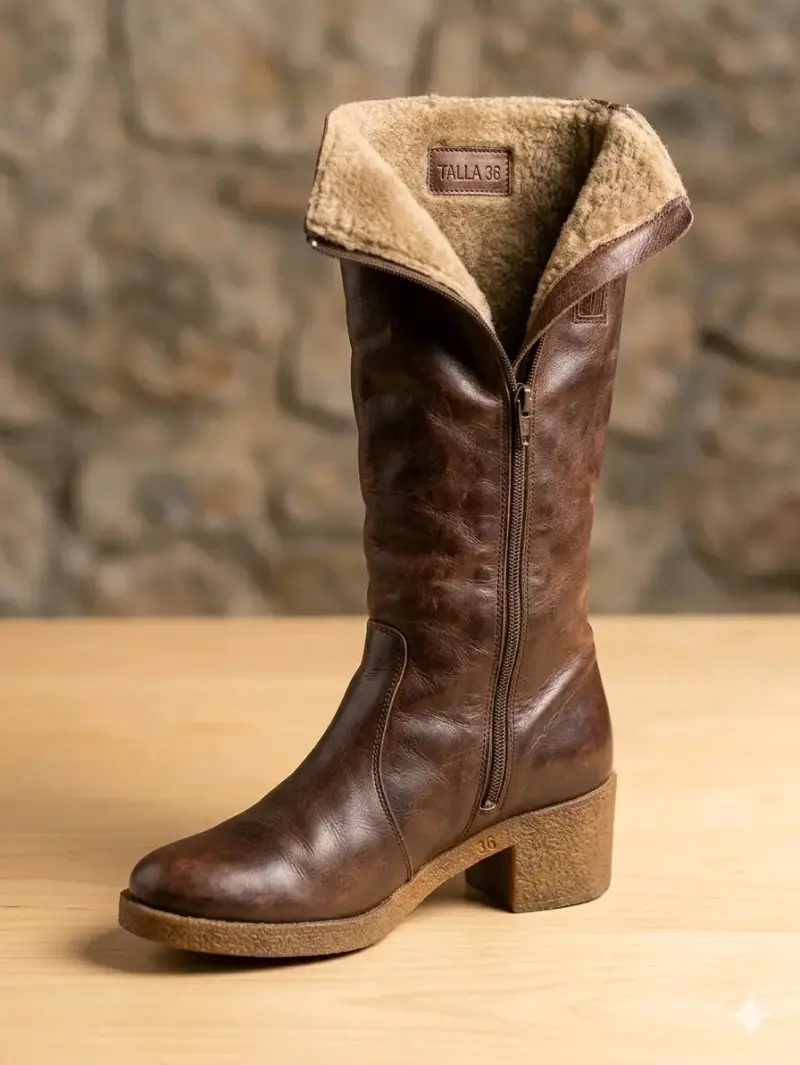 Bota alta marrón con forro - 2
