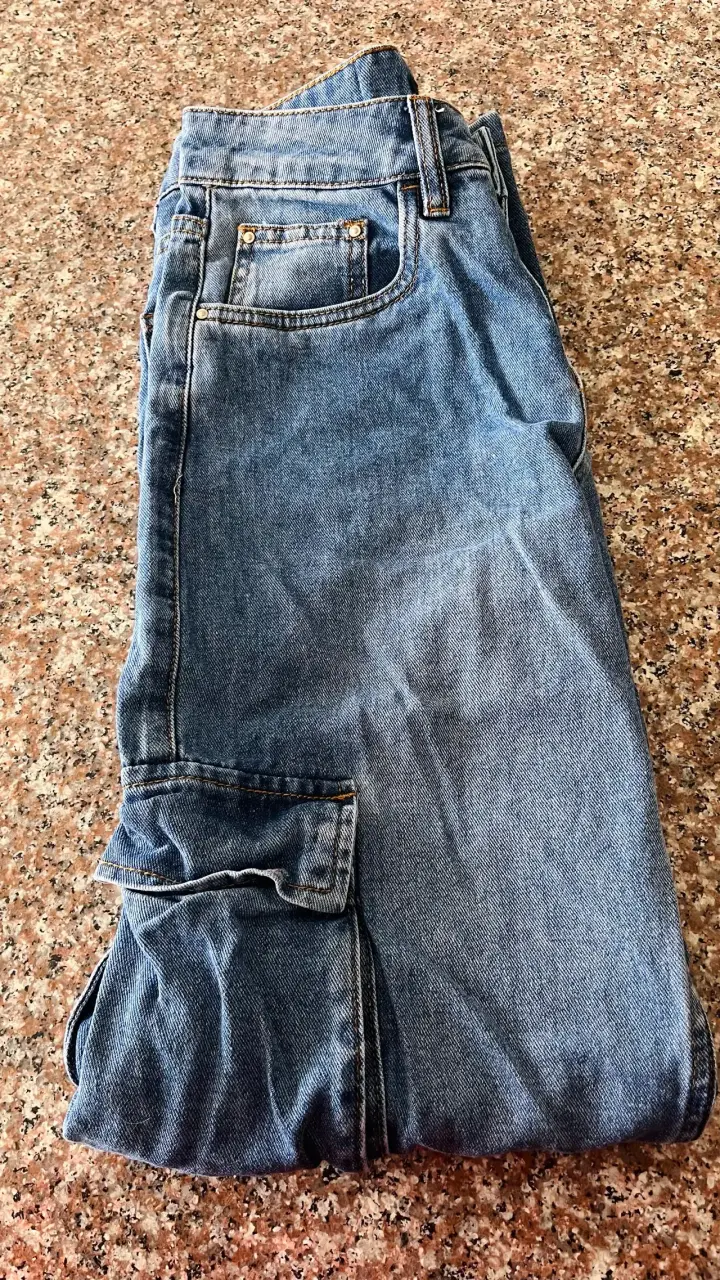 Jeans cargo de mezclilla azul - 5