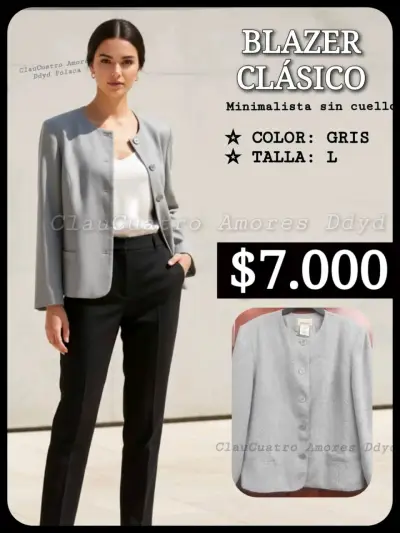 Blazer clásico gris minimalista - miniatura 1
