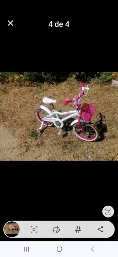 Bicicleta infantil blanco y rosa - miniatura 4