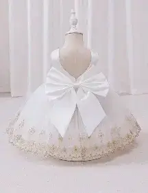 Vestido de niña para fiesta blanco bautizo - miniatura 2