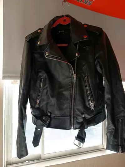 Chaqueta de cuero negra Zara - miniatura 1