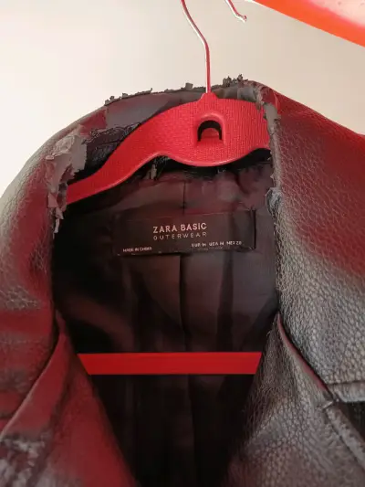 Chaqueta de cuero negra Zara - miniatura 2