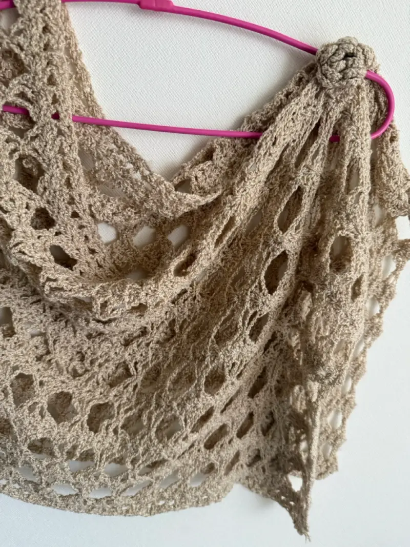 Poncho de crochet beige - 2