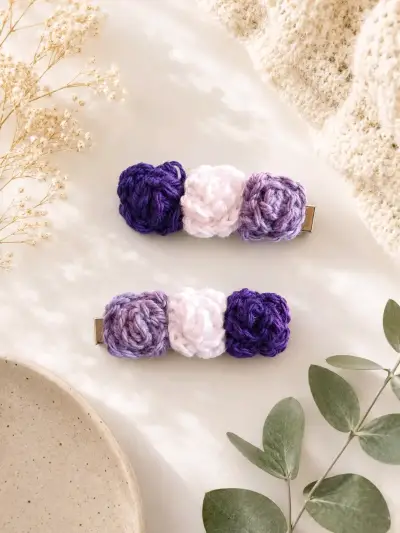 Set de pinches florales en lana - miniatura 1