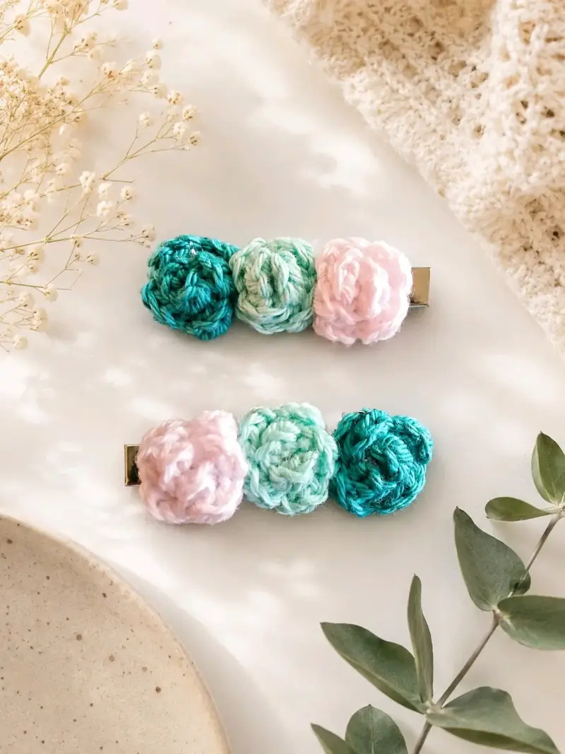 Set de pinches florales en lana - 2