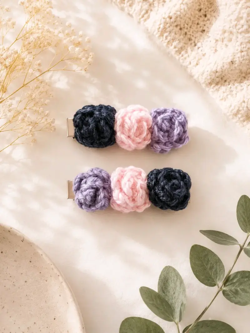Set de pinches florales en lana - 3