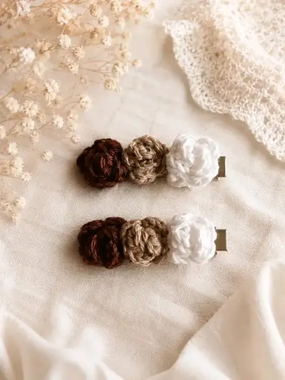 Set de pinches florales en lana - miniatura 4