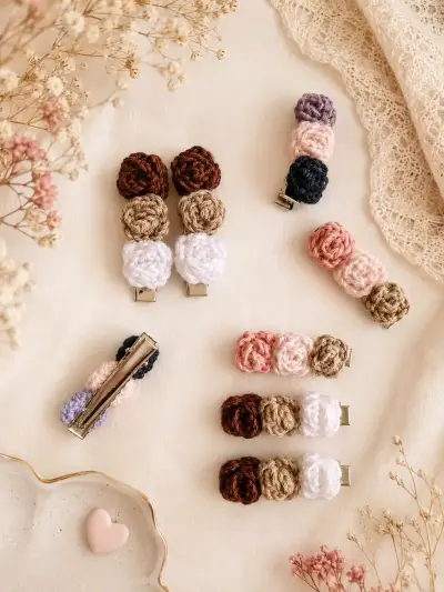 Set de pinches florales en lana - miniatura 5