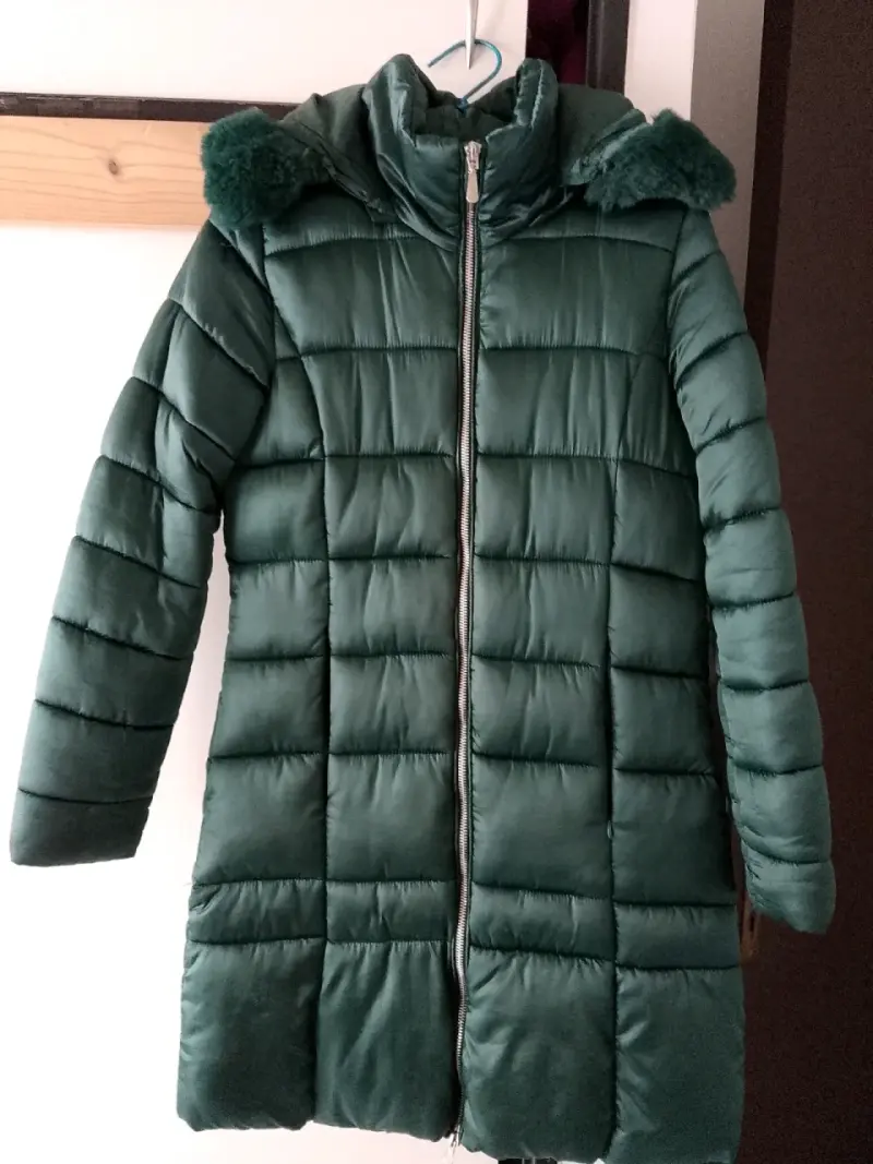 Parka acolchada  verde con capucha - 3