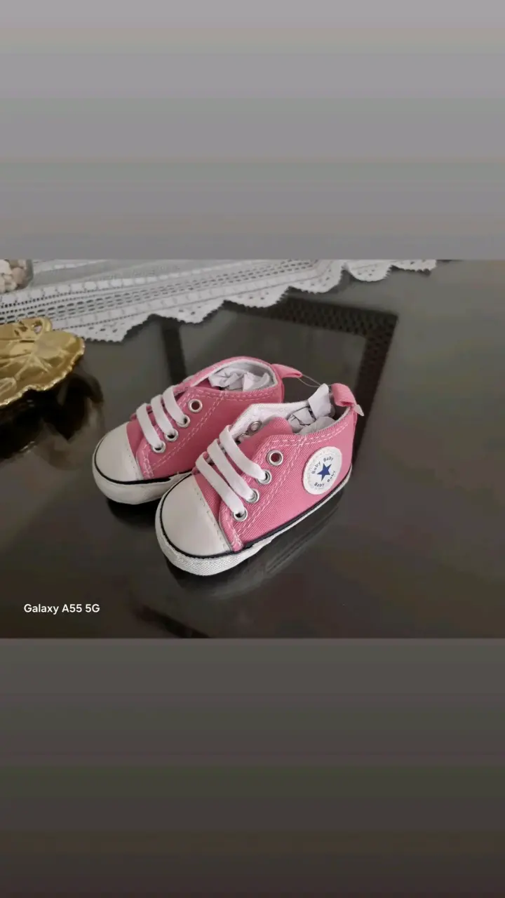 Zapatillas de bebé grises y rosadas - 3