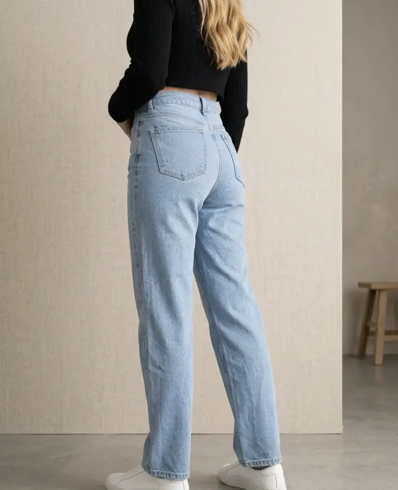 Jeans celestes de tiro alto - 2