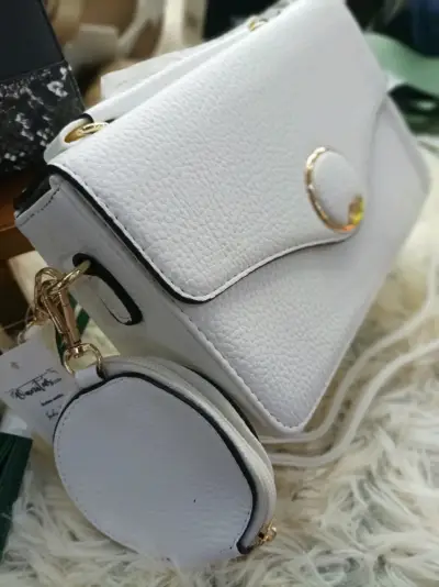 Cartera blanca elegante + monedero - miniatura 2