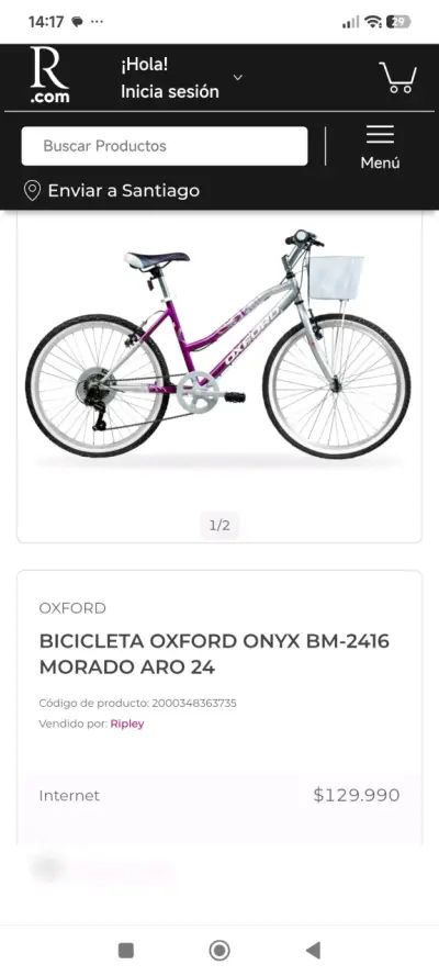 Bicicleta con canasto blanco marca Oxford aro 24 - miniatura 6