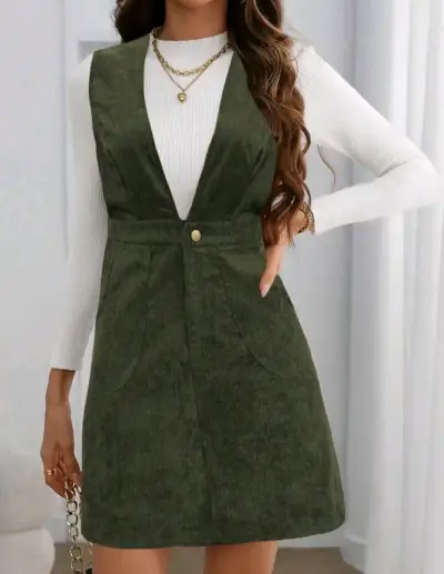 Vestido verde sin mangas - miniatura 2