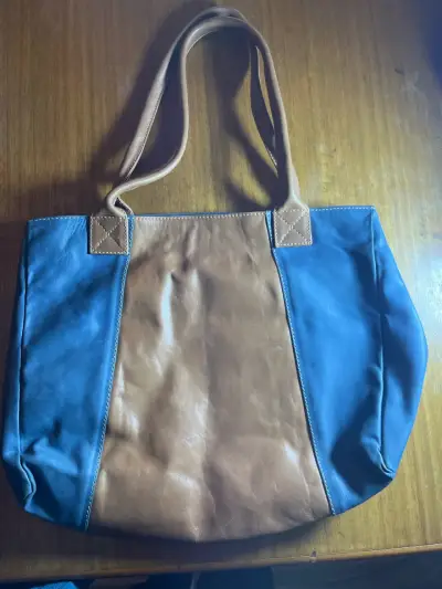 Bolso tote azul y café - miniatura 1