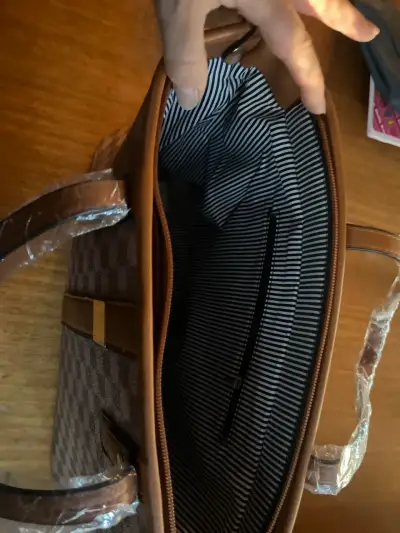Cartera de diseño cuadrillé rosado marrón - miniatura 3