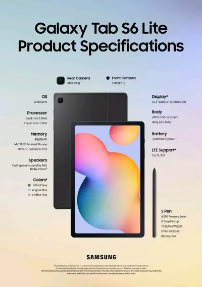 Tablet Samsung Galaxy Tab S6 Lite - miniatura 1