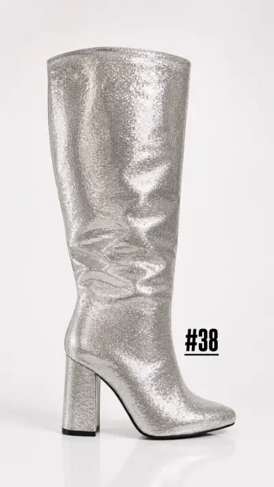 Botas altas plateadas brillantes - miniatura 1