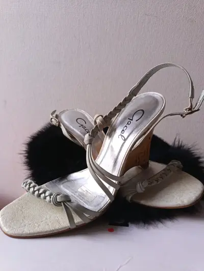 Sandalias de tacón negro taco chino - miniatura 1