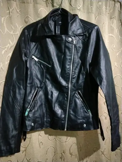 Chaqueta de cuero negra mujer - miniatura 1