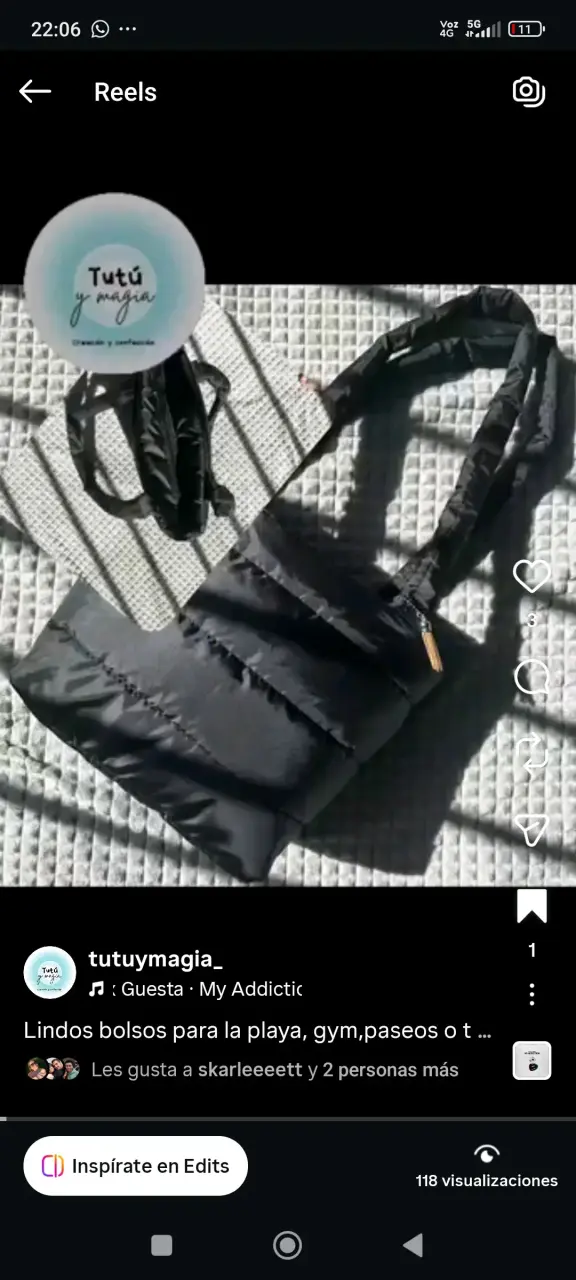 Bolso negro acolchado multiusos - 2