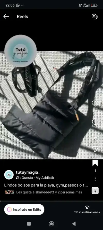 Bolso negro acolchado multiusos - miniatura 2