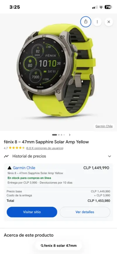 Smartwatch Garmin Fénix 8 Solar - miniatura 6