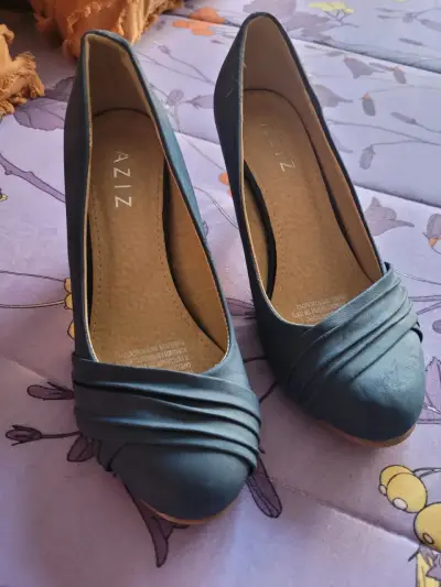 Zapatos de taco medio azules - miniatura 1