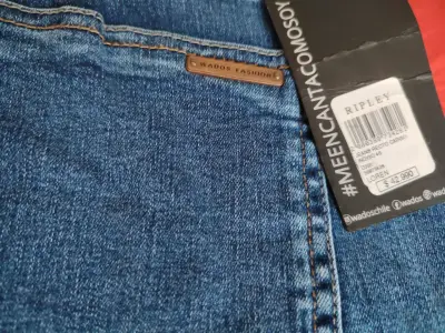 Jeans wados azules clásicos - miniatura 3
