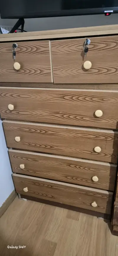 Cómoda de madera 5 cajones - miniatura 2