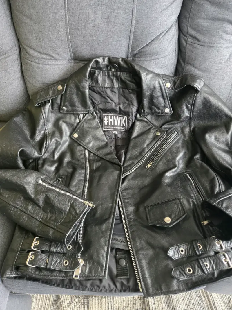 Chaqueta HWK negra cuero genuino - 2