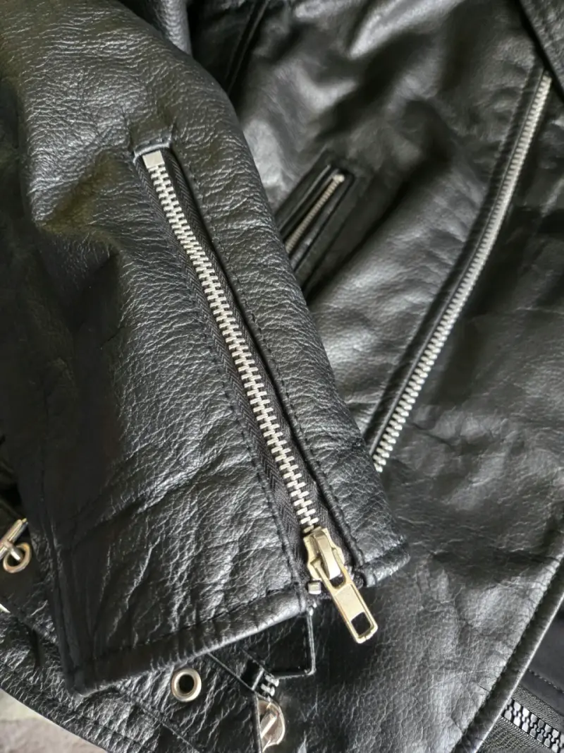 Chaqueta HWK negra cuero genuino - 4