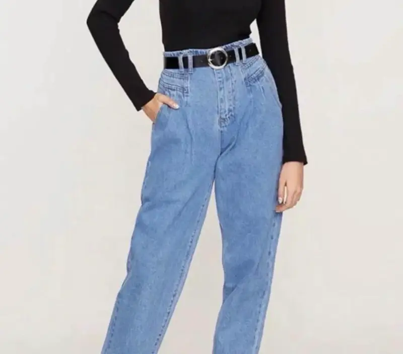 Jeans mom fit azul talla 42 - 3