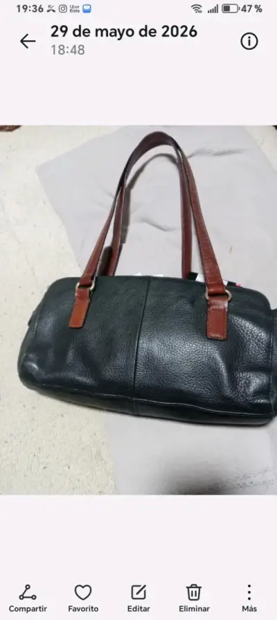 Cartera de cuero negro fossil - miniatura 1