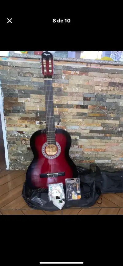 Guitarra acústica color rojo - miniatura 4