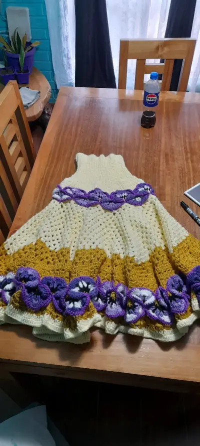 Chal tejido a mano estilo floral - miniatura 1