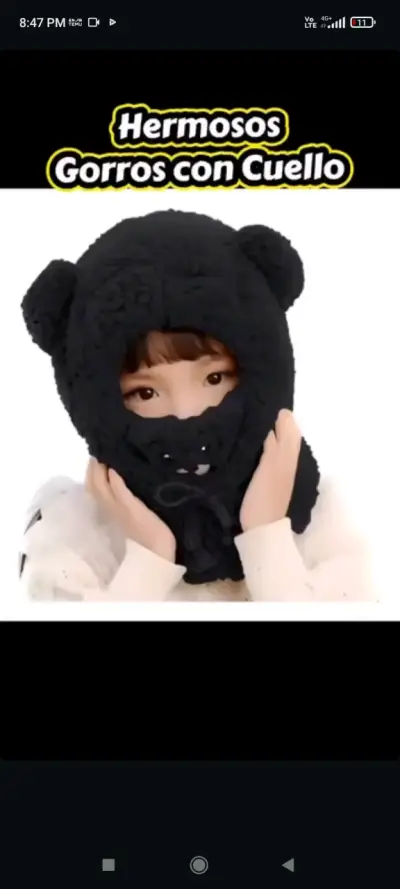 Gorro negro con orejas - miniatura 1