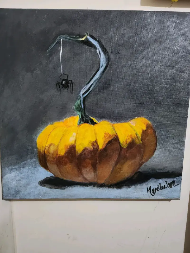 Cuadro calabaza con araña