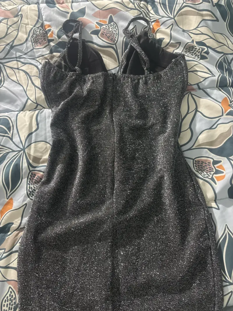 Vestido brillante negro para fiesta - 2
