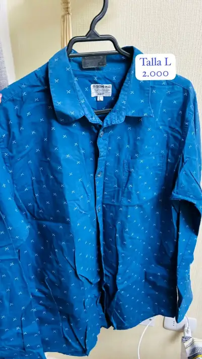 Camisa azul estampada talla L - miniatura 1