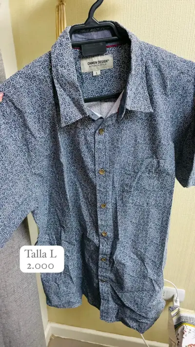 Camisa azul estampada talla L - miniatura 2