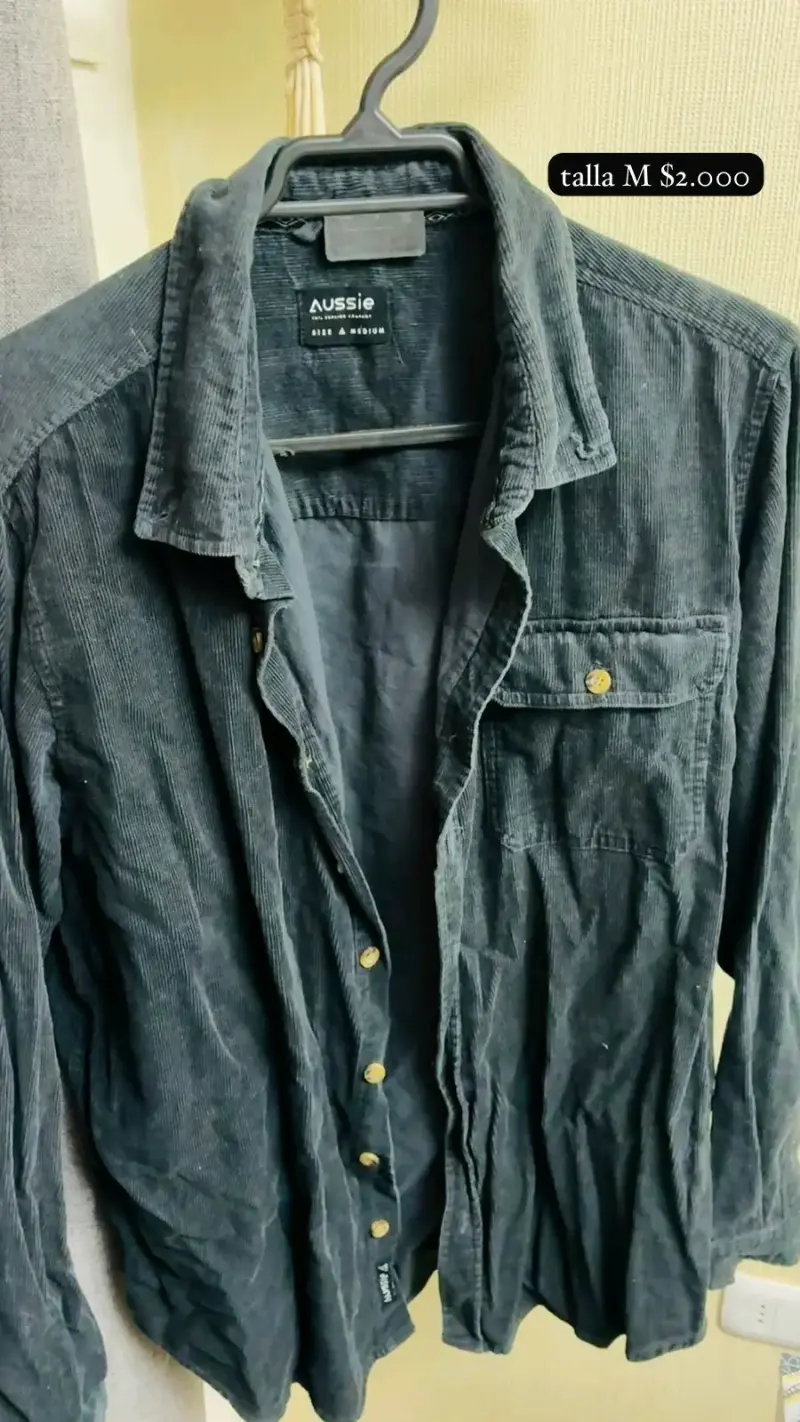 Camisa azul estampada talla L - 5