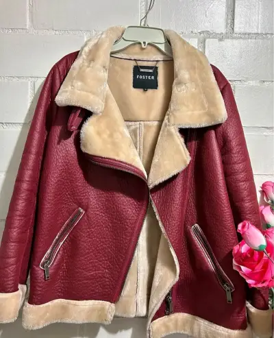 Chaqueta roja de piel sintética Foster - miniatura 1