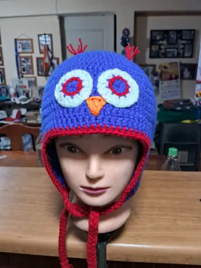 Gorro tejido búho azul - miniatura 1